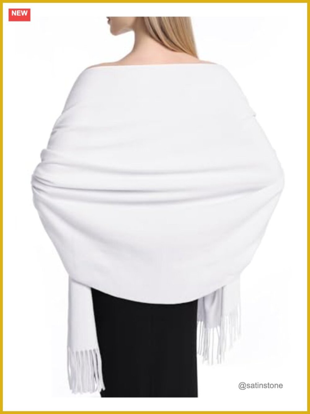 Cashmere Feel Pashmina Shawl Wrap for Women Wedding Bridal Scarf Fringe